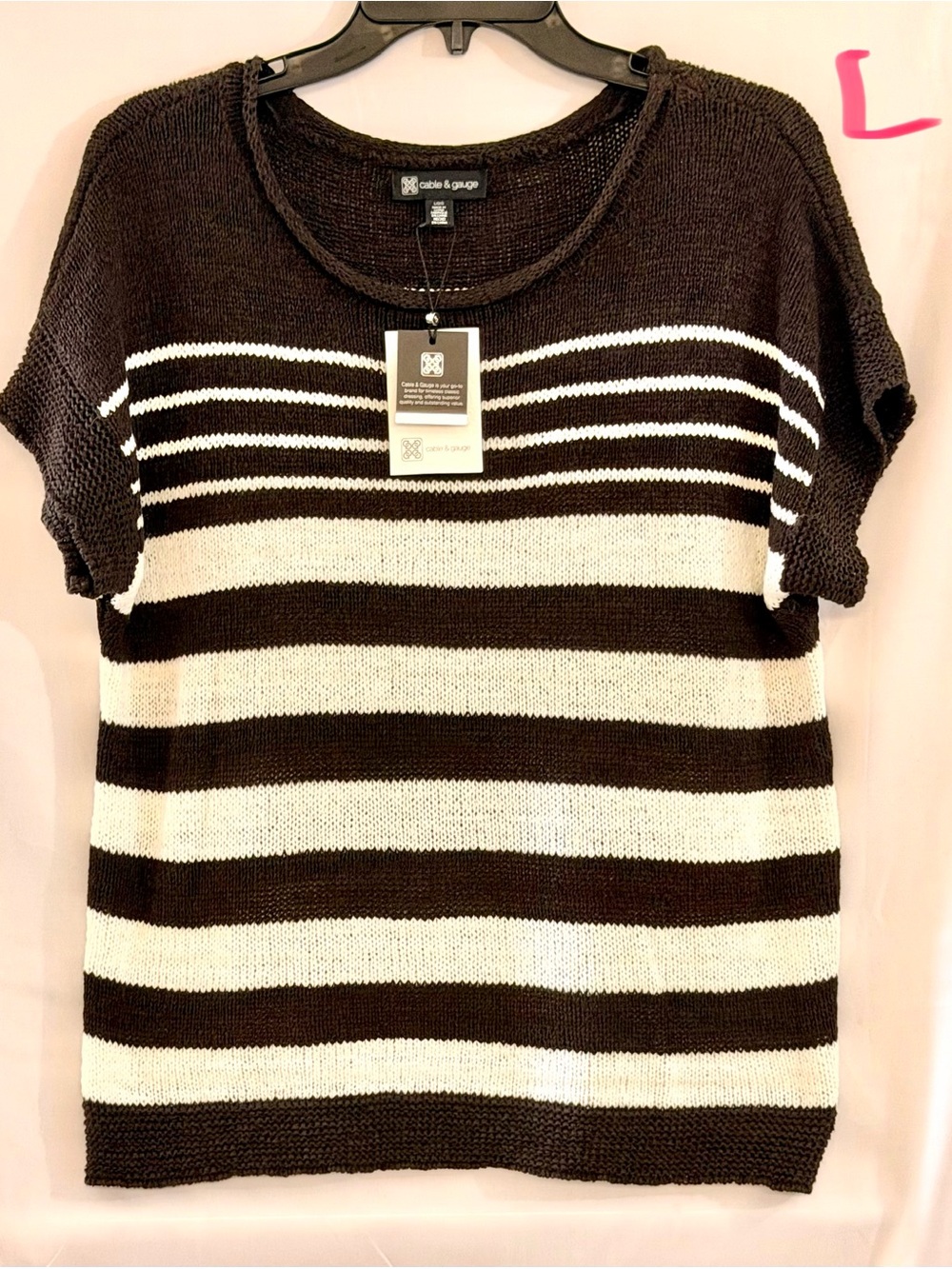 Cable & Gauge Brown and White Striped Knit Tee